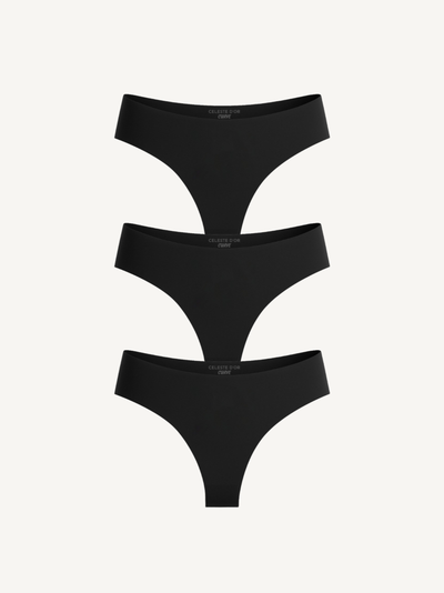 3-Pack Seamless Thong Black